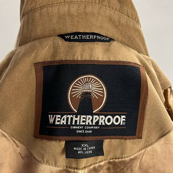 VTG WEATHERPROOF | Tan 90s Faux Suede Collard Bomber Jacket | Men's - Picture 11 of 14
